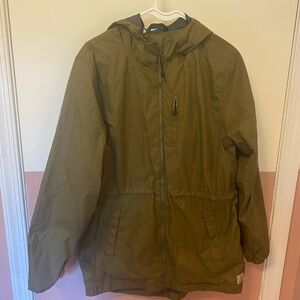 Carhartt Rockford Green Windbreaker Rain Jacket Hood Cinch - Womens Medium 8-10